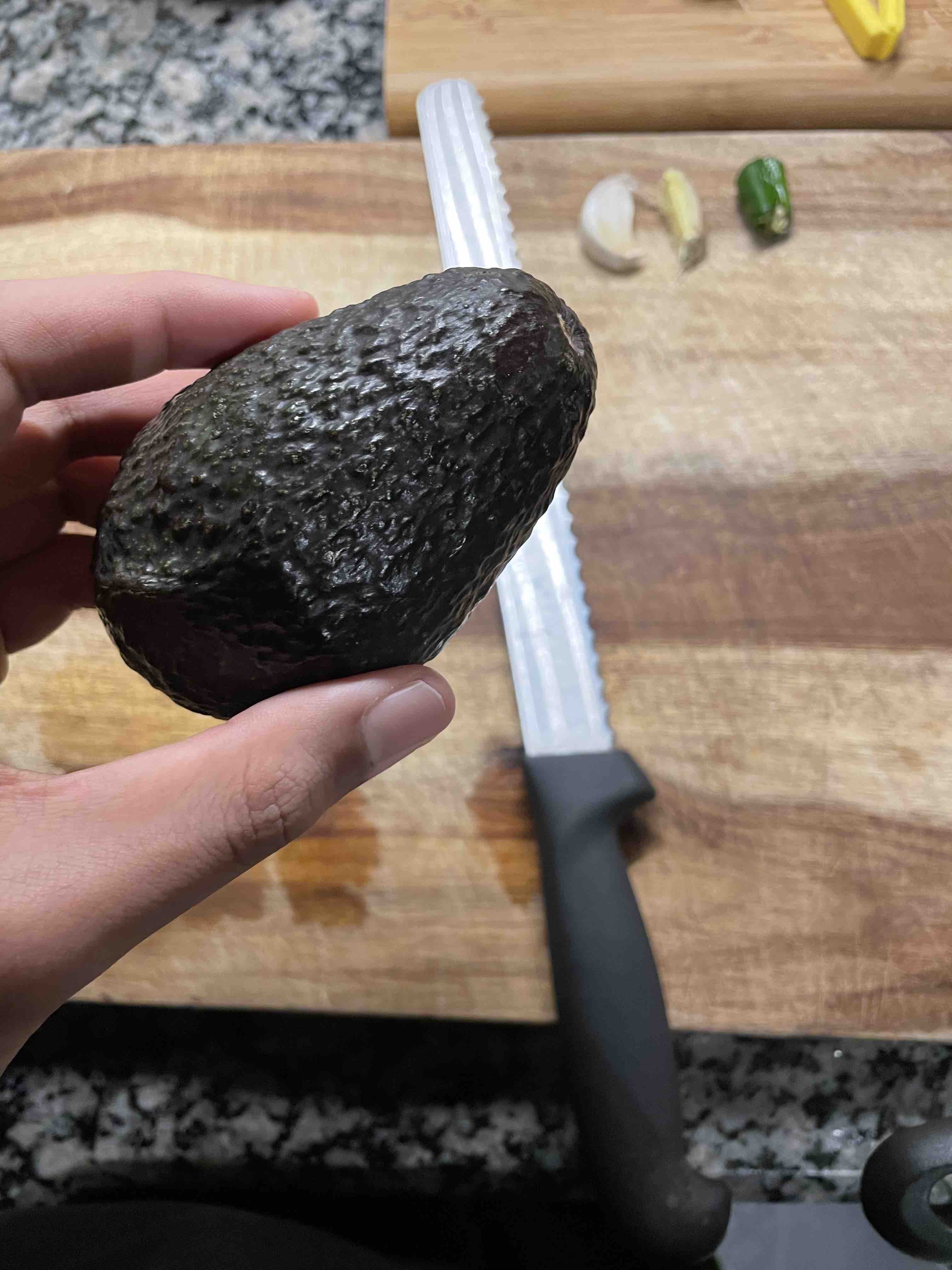 An uncut avocado